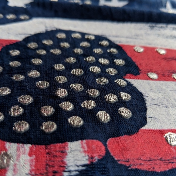 Red White & Blue Patriotic Skull T Shirt Burnout - Picture 3 of 8